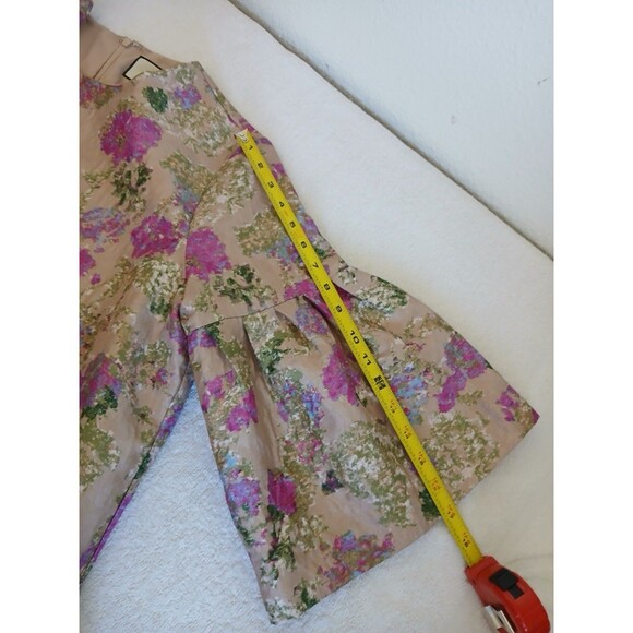 Tuckernuck Floral Jacquard Bell Sleeve Blouse Beige Pink Green Top Size Large - Picture 15 of 16